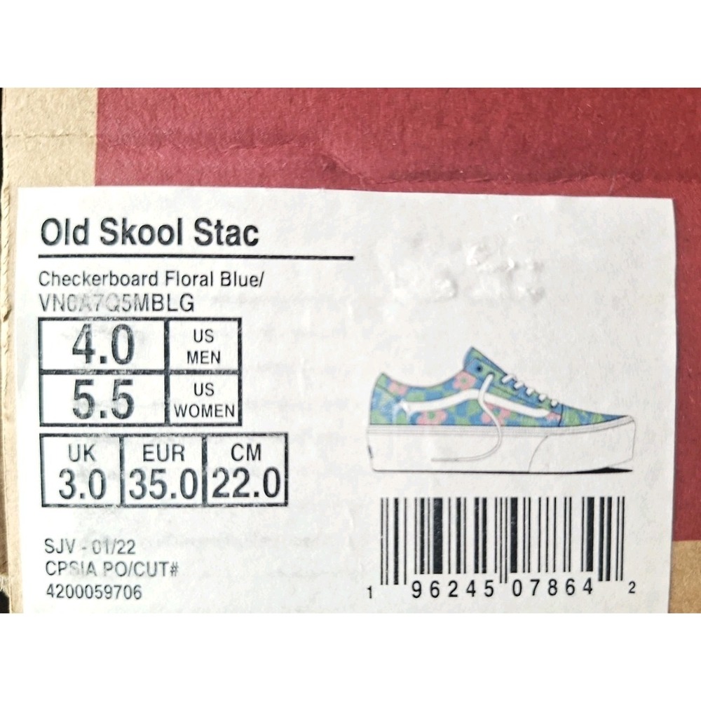 Vans Old Skool Stacked 2in Platform 70s Groovy Floral Checkerboard Women 5.5 /4Y - Picture 6 of 11